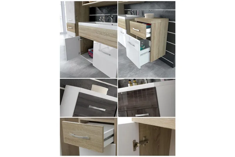 Ericka Badrumsset - Vit/Högglans - Förvaring - Badrumsförvaring - Kompletta möbelpaket badrum