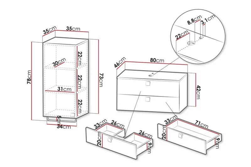 Glenndale Badrumsmöbelset - Svart - Förvaring - Badrumsförvaring - Kompletta möbelpaket badrum