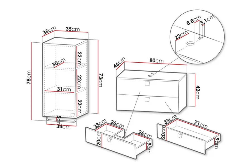 Glenndale Badrumsmöbelset - Vit - Förvaring - Badrumsförvaring - Kompletta möbelpaket badrum