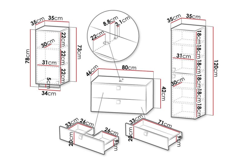 Glenndale Badrumsmöbelset - Vit - Förvaring - Badrumsförvaring - Kompletta möbelpaket badrum