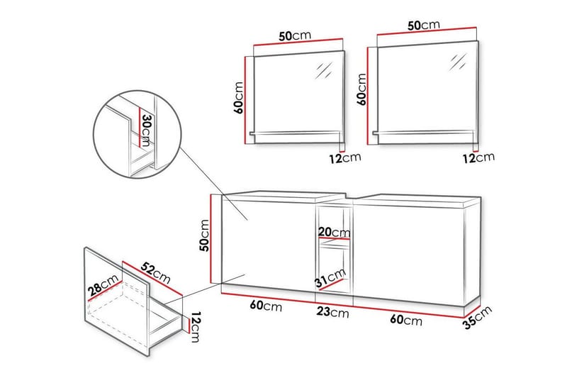 Kintore Badrumsmöbelset - Vit - Förvaring - Badrumsförvaring - Kompletta möbelpaket badrum