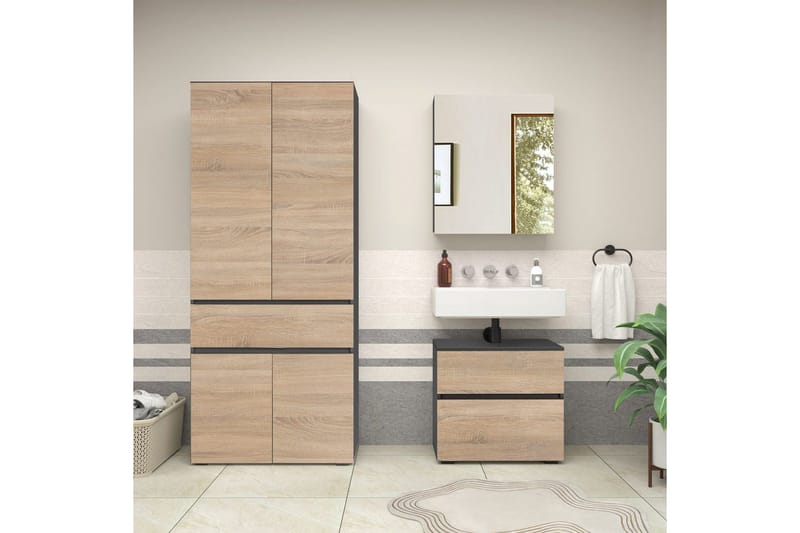 Kompletta möbelpaket Loft24 Wisla Komplett möbelpaket Grå 15x60 cm - Förvaring - Badrumsförvaring - Kompletta möbelpaket badrum