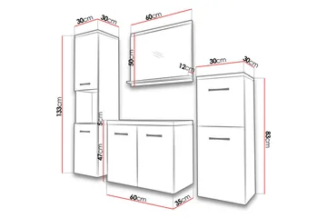 Malo Badrumsset - Gråsvart - Förvaring - Badrumsförvaring - Kompletta möbelpaket badrum