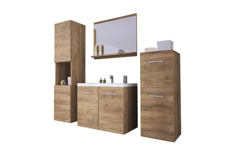 Malo Badrumsset - Mörk Ek - Förvaring - Badrumsförvaring - Kompletta möbelpaket badrum