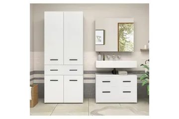 Malika Högskåp till Badrum 180x76x35 cm - Vit - Förvaring - Badrumsförvaring - Väggskåp & högskåp