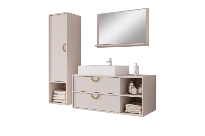 Merlinor Möbelset för Badrum - Beige - Förvaring - Badrumsförvaring - Kompletta möbelpaket badrum