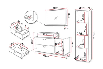 Merlinor Möbelset för Badrum - Beige - Förvaring - Badrumsförvaring - Kompletta möbelpaket badrum