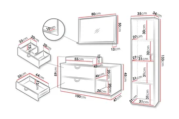 Merlinor Möbelset för Badrum - Brun - Förvaring - Badrumsförvaring - Kompletta möbelpaket badrum