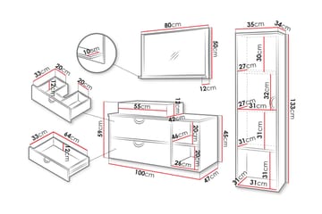 Merlinor Möbelset för Badrum - Brun - Förvaring - Badrumsförvaring - Kompletta möbelpaket badrum