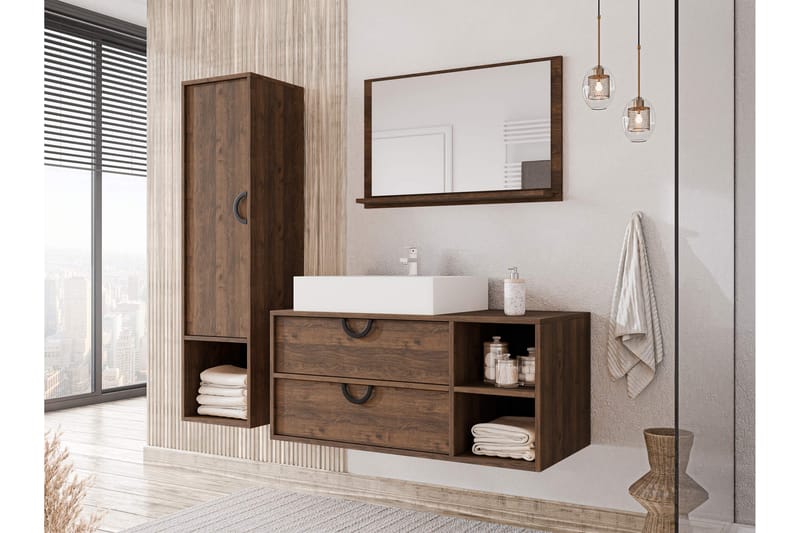 Merlinor Möbelset för Badrum - Brun - Förvaring - Badrumsförvaring - Kompletta möbelpaket badrum