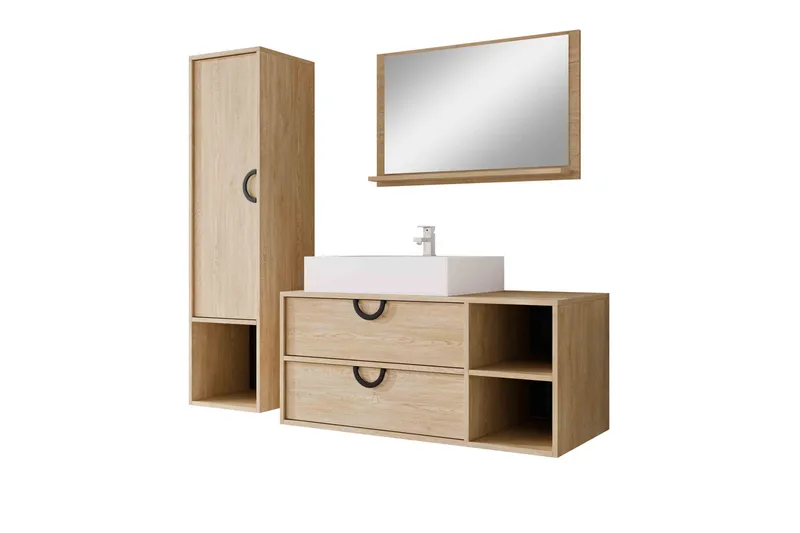 Merlinor Möbelset för Badrum - Brun - Förvaring - Badrumsförvaring - Kompletta möbelpaket badrum