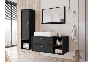 Merlinor Möbelset för Badrum - Svart - Förvaring - Badrumsförvaring - Kompletta möbelpaket badrum