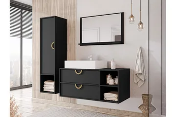 Merlinor Möbelset för Badrum - Svart - Förvaring - Badrumsförvaring - Kompletta möbelpaket badrum