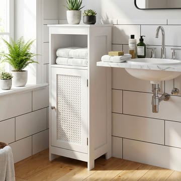 Morano Badrumsskåp 30x80 cm Wienerflätning - vit och silverfärgad - Förvaring - Badrumsförvaring - Väggskåp & högskåp
