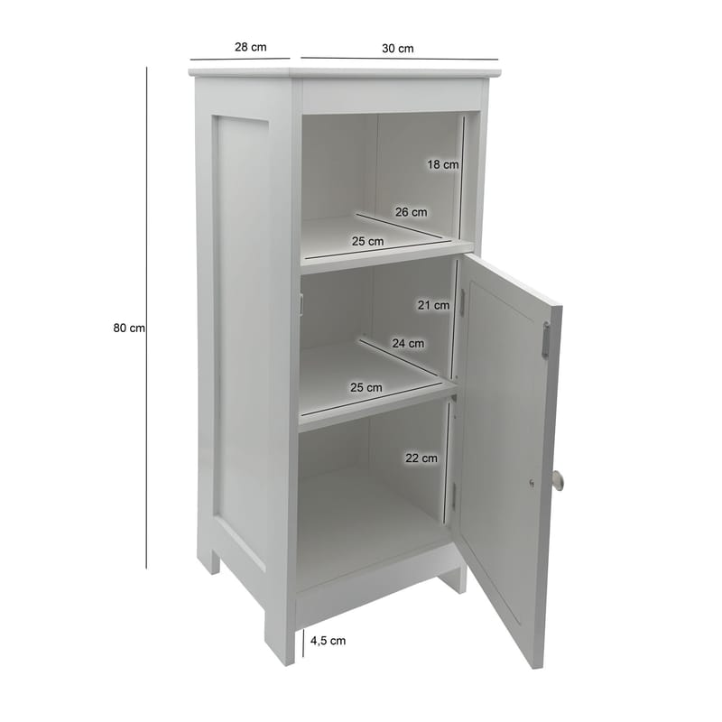 Morano Badrumsskåp 30x80 cm Wienerflätning - vit och silverfärgad - Förvaring - Badrumsförvaring - Väggskåp & högskåp
