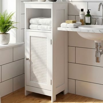 Morano Badrumsskåp 30x80 cm Wienerflätning - vit och silverfärgad - Förvaring - Badrumsförvaring - Väggskåp & högskåp