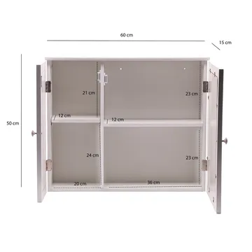 Morilo Badrumsskåp med spegel 60 cm Wienerflätning - Vit med silverfärgade handtag - Förvaring - Badrumsförvaring - Spegelskåp