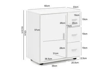 Paityn Badrumsskåp 60x33 cm - Vit - Förvaring - Badrumsförvaring - Tvättställsskåp & kommod
