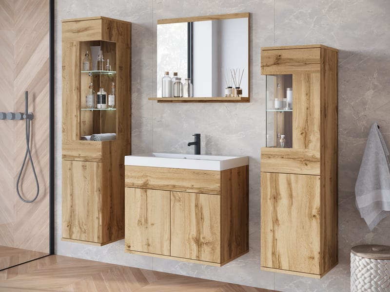 Serlin Möbelset för Badrum med LED-belysning - Förvaring - Badrumsförvaring - Kompletta möbelpaket badrum