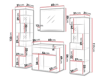 Serlin Möbelset för Badrum med LED-belysning - Förvaring - Badrumsförvaring - Kompletta möbelpaket badrum