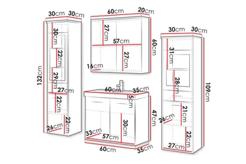 Somender Möbelset för Badrum 132 cm - Förvaring - Badrumsförvaring - Kompletta möbelpaket badrum