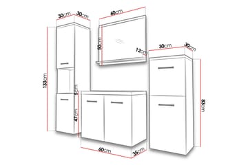 Sonaki Möbelset för Badrum 133 cm - Förvaring - Badrumsförvaring - Kompletta möbelpaket badrum