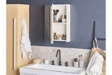 Carmenes Badrumsskåp 40 cm med Spegel - Vit - Förvaring - Badrumsförvaring - Spegelskåp