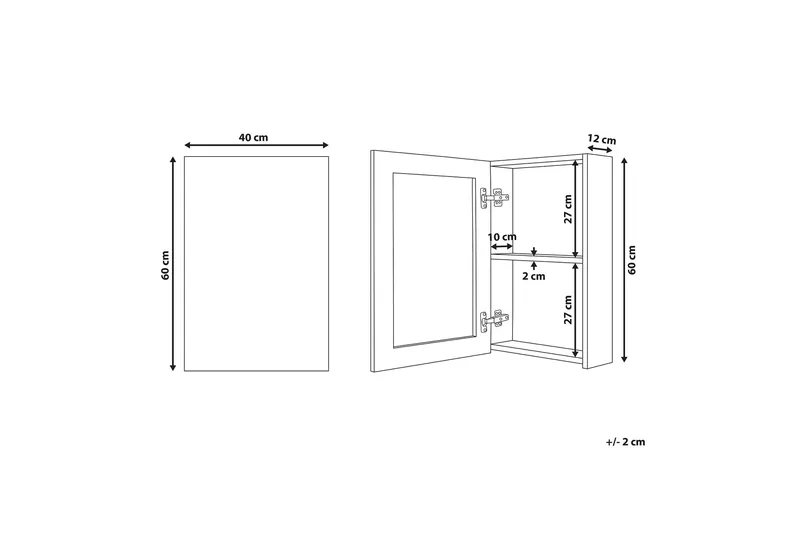 Carmenes Badrumsskåp 40 cm med Spegel - Vit - Förvaring - Badrumsförvaring - Spegelskåp
