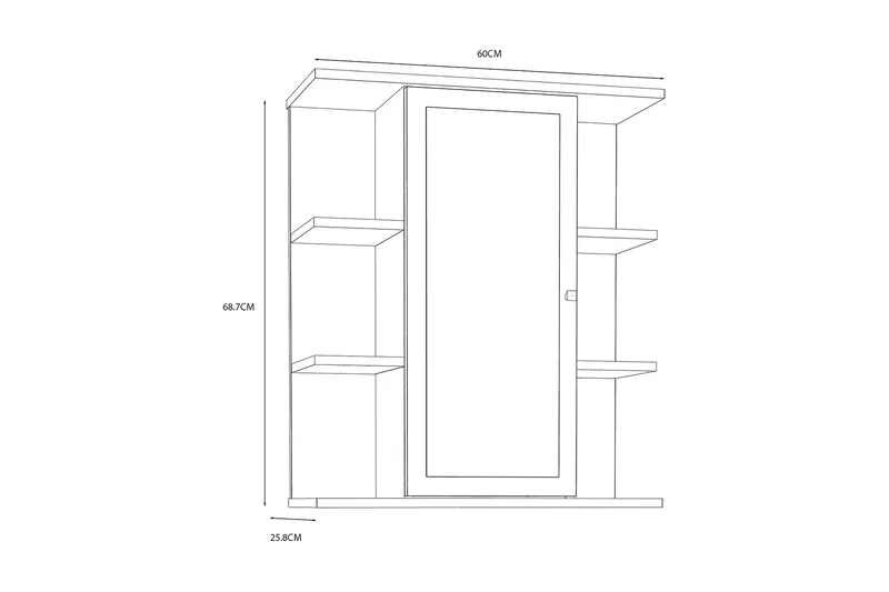 Elsassona Väggskåp 26x60 cm - Vit - Förvaring - Badrumsförvaring - Spegelskåp