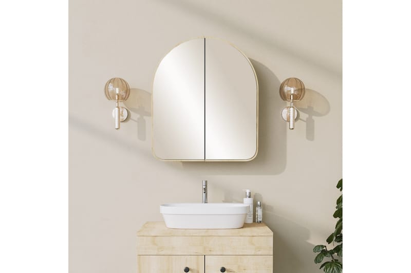 Heren Väggskåp med Spegel 45 cm - Beige - Förvaring - Badrumsförvaring - Spegelskåp
