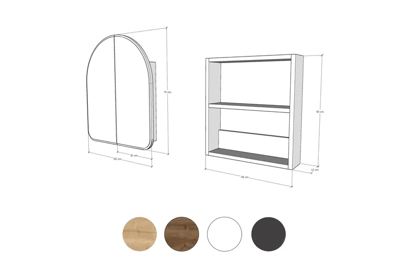 Heren Väggskåp med Spegel 45 cm - Beige - Förvaring - Badrumsförvaring - Spegelskåp