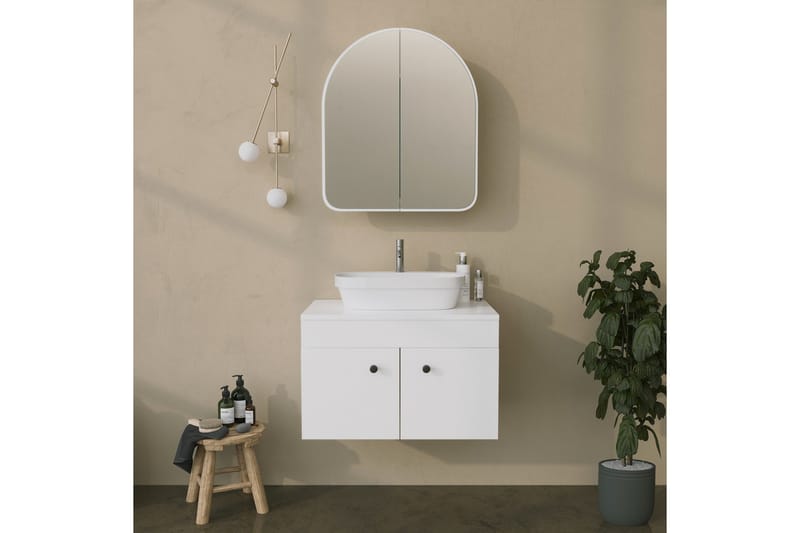 Heren Väggskåp med Spegel 45 cm - Vit - Förvaring - Badrumsförvaring - Spegelskåp