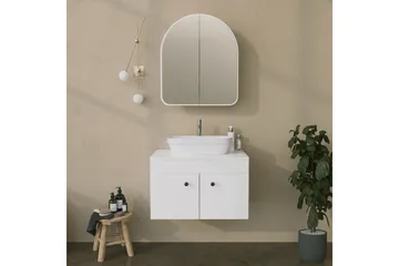 Heren Väggskåp med Spegel 45 cm - Vit - Förvaring - Badrumsförvaring - Spegelskåp