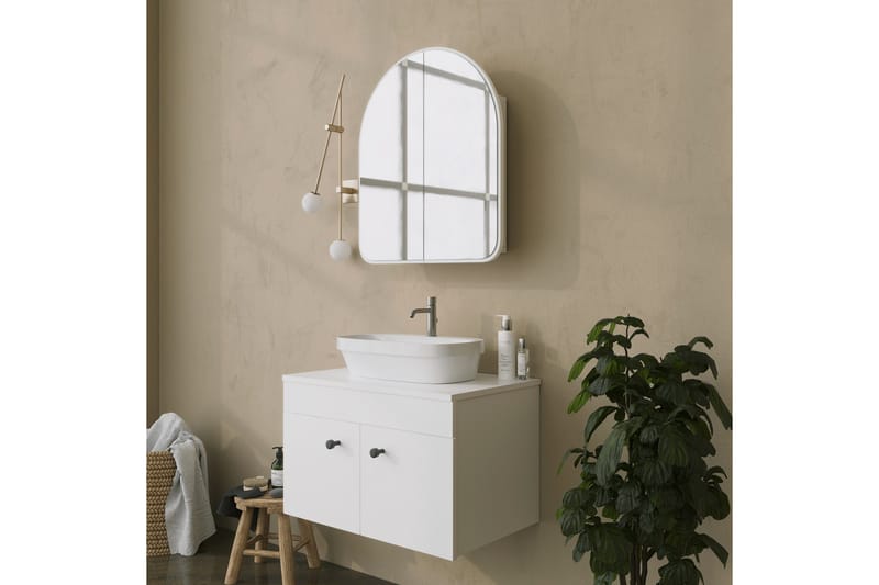 Heren Väggskåp med Spegel 45 cm - Vit - Förvaring - Badrumsförvaring - Spegelskåp