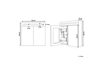 Jaramillo Badrumsskåp 60 cm Spegel med LED-belysning - Vit - Förvaring - Badrumsförvaring - Spegelskåp