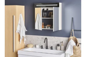 Jaramillo Badrumsskåp 60 cm Spegel med LED-belysning - Vit - Förvaring - Badrumsförvaring - Spegelskåp