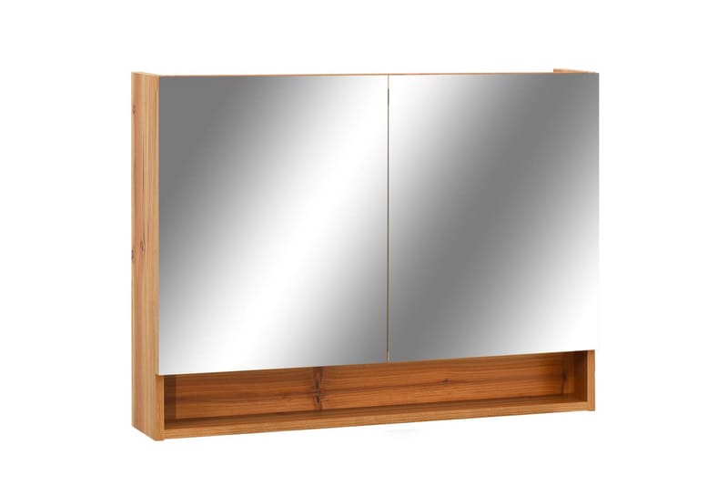 LED-Spegelskåp för badrum ek 80x15x60 cm MDF - Brun - Spegelskåp