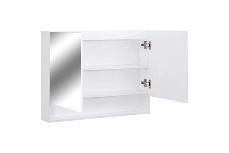 LED-Spegelskåp för badrum vit 80x15x60 cm MDF - Vit - Spegelskåp
