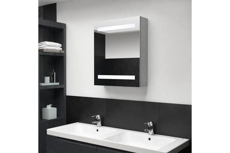Spegelskåp med LED betonggrå 50x14x60 cm - Grå - Spegelskåp