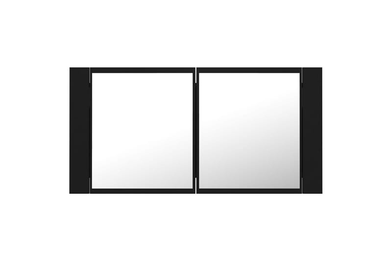 Spegelskåp med LED svart 90x12x45 cm - Svart - Spegelskåp