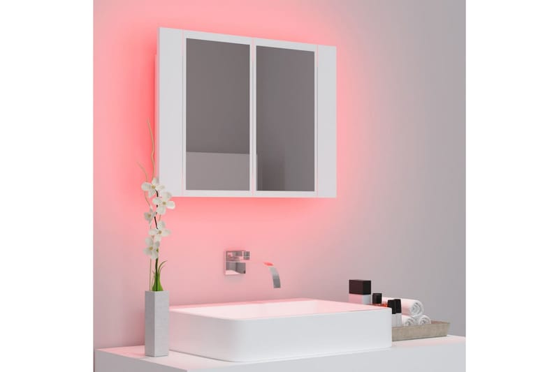 Spegelskåp med LED vit 60x12x45 cm - Vit - Spegelskåp