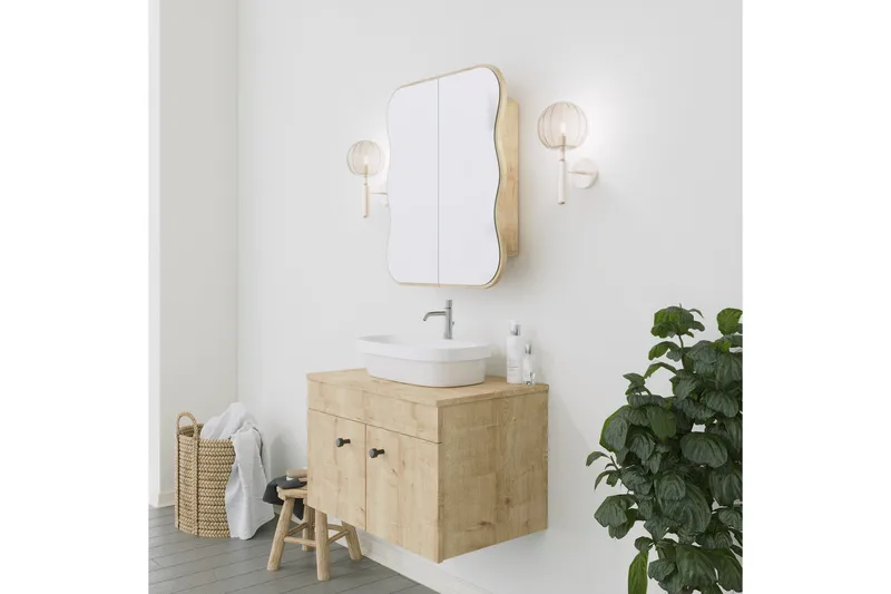 Najmin Väggskåp med Spegel 45 cm - Ek - Förvaring - Badrumsförvaring - Spegelskåp