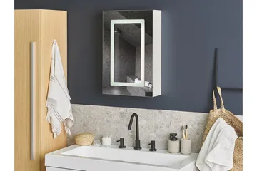 Roconda Badrumsskåp 40 cm Spegel med LED-belysning - Vit - Förvaring - Badrumsförvaring - Spegelskåp