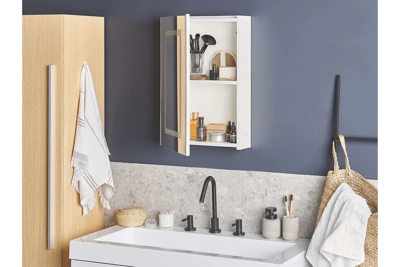 Roconda Badrumsskåp 40 cm Spegel med LED-belysning - Vit - Förvaring - Badrumsförvaring - Spegelskåp