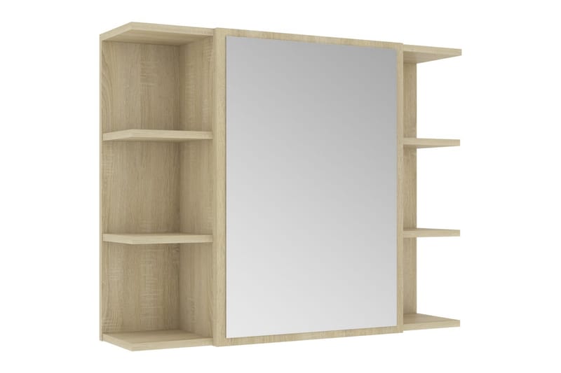 Spegelskåp för badrum sonoma-ek 80x20,5x64 cm spånskiva - Brun - Spegelskåp
