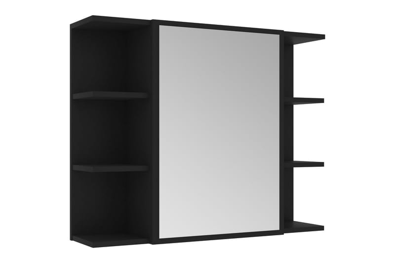 Spegelskåp för badrum svart 80x20,5x64 cm spånskiva - Svart - Spegelskåp