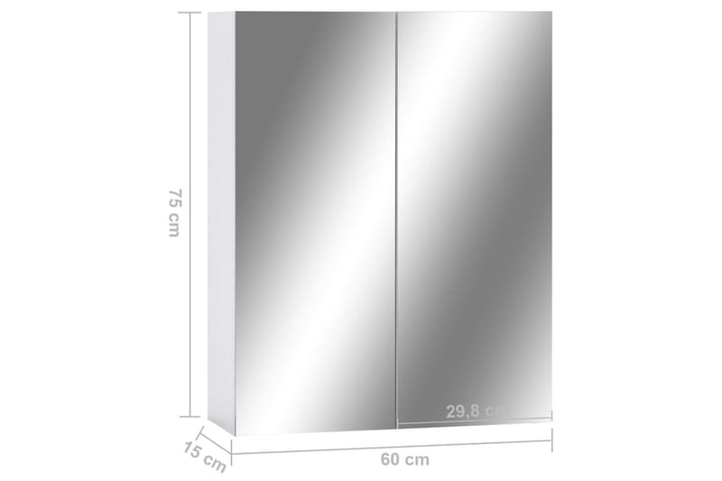 Spegelskåp för badrum vit 60x15x75 cm MDF - Vit - Spegelskåp