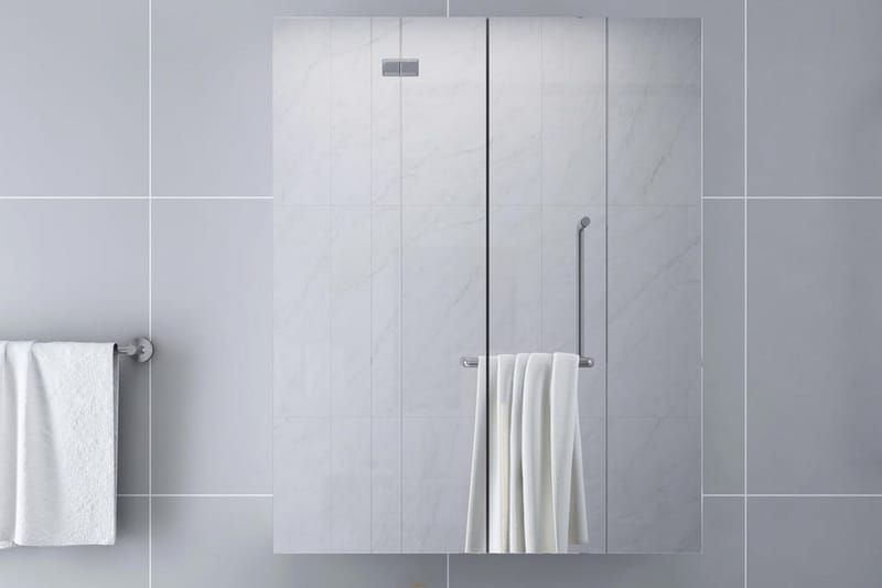 Spegelskåp för badrum vit 60x15x75 cm MDF - Vit - Spegelskåp