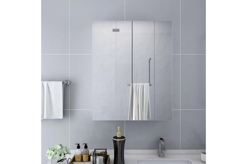 Spegelskåp för badrum vit 60x15x75 cm MDF - Vit - Spegelskåp
