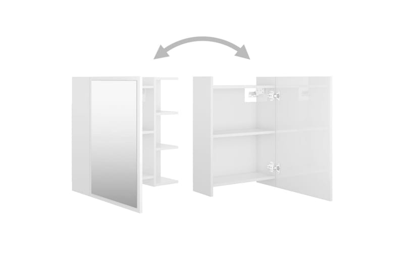 Spegelskåp för badrum vit högglans 62,5x20,5x64 cm spånskiva - Vit - Spegelskåp